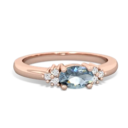 Aquamarine Simply Elegant East-West 14K Rose Gold ring R2480