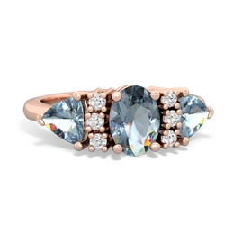 Aquamarine Antique Style Three Stone 14K Rose Gold ring R2186