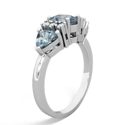 Aquamarine Antique Style Three Stone 14K White Gold ring R2186