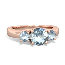 Aquamarine Three Stone Round Trellis 14K Rose Gold ring R4018