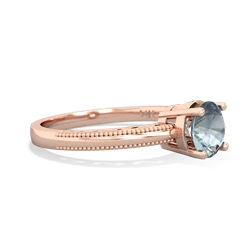 Aquamarine Milgrain Filigree 14K Rose Gold ring R5090