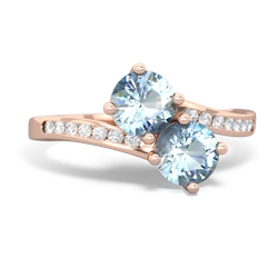 Aquamarine Channel Set Two Stone 14K Rose Gold ring R5303