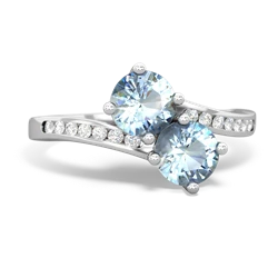 Aquamarine Channel Set Two Stone 14K White Gold ring R5303