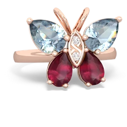 Aquamarine Butterfly 14K Rose Gold ring R2215