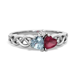 Aquamarine Heart To Heart Braid 14K White Gold ring R5870