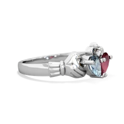 Aquamarine 'Our Heart' Claddagh 14K White Gold ring R2388