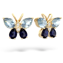 Aquamarine Butterfly 14K Yellow Gold earrings E2215