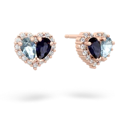 Aquamarine Halo 14K Rose Gold earrings E7008