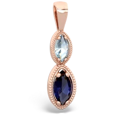 Aquamarine Antique-Style Halo 14K Rose Gold pendant P5700