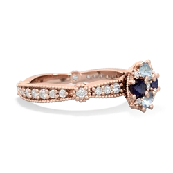 Aquamarine Sparkling Tiara Cluster 14K Rose Gold ring R26293RD