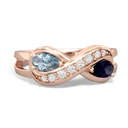 Aquamarine Diamond Infinity 14K Rose Gold ring R5390