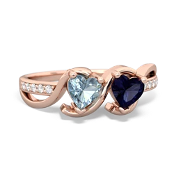 Aquamarine Side By Side 14K Rose Gold ring R3090