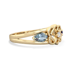 Aquamarine Hearts Intertwined 14K Yellow Gold ring R5880