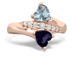 Aquamarine Heart To Heart 14K Rose Gold ring R2064