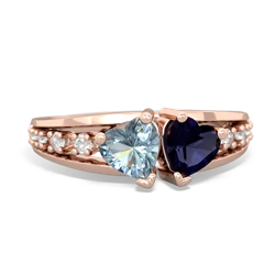 Aquamarine Heart To Heart 14K Rose Gold ring R3342