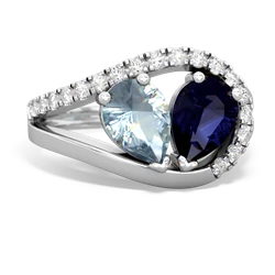 Aquamarine Nestled Heart Keepsake 14K White Gold ring R5650