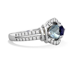 Aquamarine Art-Deco Keepsake 14K White Gold ring R5630