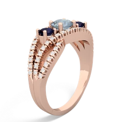 Aquamarine Three Stone Aurora 14K Rose Gold ring R3080