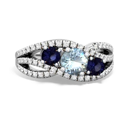 Aquamarine Three Stone Aurora 14K White Gold ring R3080