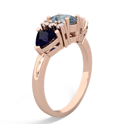 Aquamarine Antique Style Three Stone 14K Rose Gold ring R2186