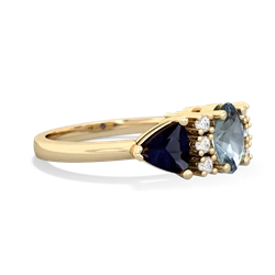 Aquamarine Antique Style Three Stone 14K Yellow Gold ring R2186