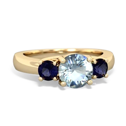 Aquamarine Three Stone Round Trellis 14K Yellow Gold ring R4018