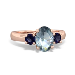 Aquamarine Three Stone Oval Trellis 14K Rose Gold ring R4024