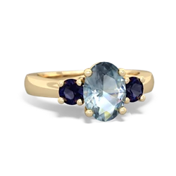 Aquamarine Three Stone Oval Trellis 14K Yellow Gold ring R4024