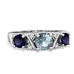 Aquamarine Hugs And Kisses 14K White Gold ring R5016