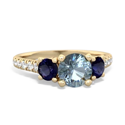 Aquamarine Pave Trellis 14K Yellow Gold ring R5500