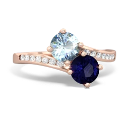 Aquamarine Channel Set Two Stone 14K Rose Gold ring R5303