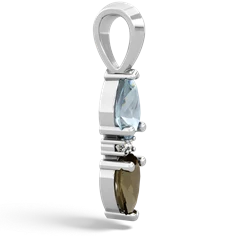 Aquamarine Bowtie Drop 14K White Gold pendant P0865