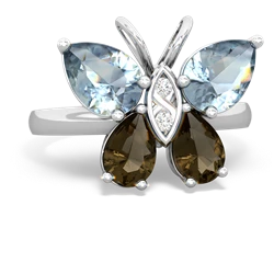 Aquamarine Butterfly 14K White Gold ring R2215