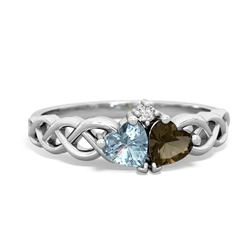 Aquamarine Heart To Heart Braid 14K White Gold ring R5870