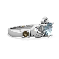 Aquamarine Claddagh Keepsake 14K White Gold ring R5245