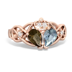 Aquamarine 'One Heart' Celtic Knot Claddagh 14K Rose Gold ring R5322