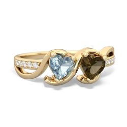 Aquamarine Side By Side 14K Yellow Gold ring R3090