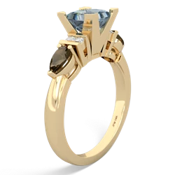 Aquamarine 6Mm Princess Eternal Embrace Engagement 14K Yellow Gold ring C2002