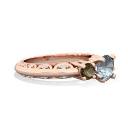 Aquamarine Art Deco Eternal Embrace Engagement 14K Rose Gold ring C2003