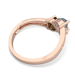 Aquamarine Snuggling Hearts 14K Rose Gold ring R2178