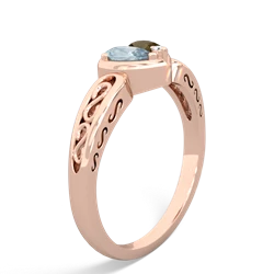 Aquamarine Filligree 'One Heart' 14K Rose Gold ring R5070