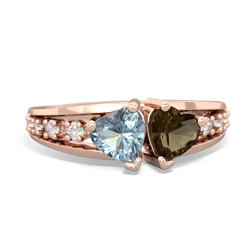 Aquamarine Heart To Heart 14K Rose Gold ring R3342