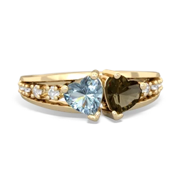 Aquamarine Heart To Heart 14K Yellow Gold ring R3342