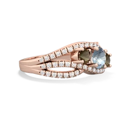 Aquamarine Three Stone Aurora 14K Rose Gold ring R3080