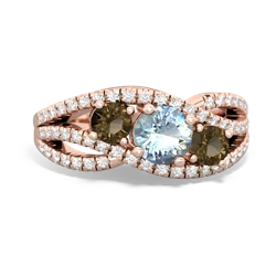 Aquamarine Three Stone Aurora 14K Rose Gold ring R3080