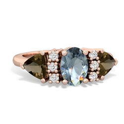 Aquamarine Antique Style Three Stone 14K Rose Gold ring R2186