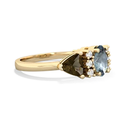 Aquamarine Antique Style Three Stone 14K Yellow Gold ring R2186