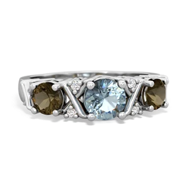 Aquamarine Hugs And Kisses 14K White Gold ring R5016