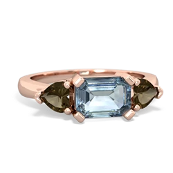 Aquamarine Three Stone 14K Rose Gold ring R5235