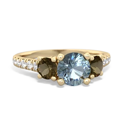 Aquamarine Pave Trellis 14K Yellow Gold ring R5500